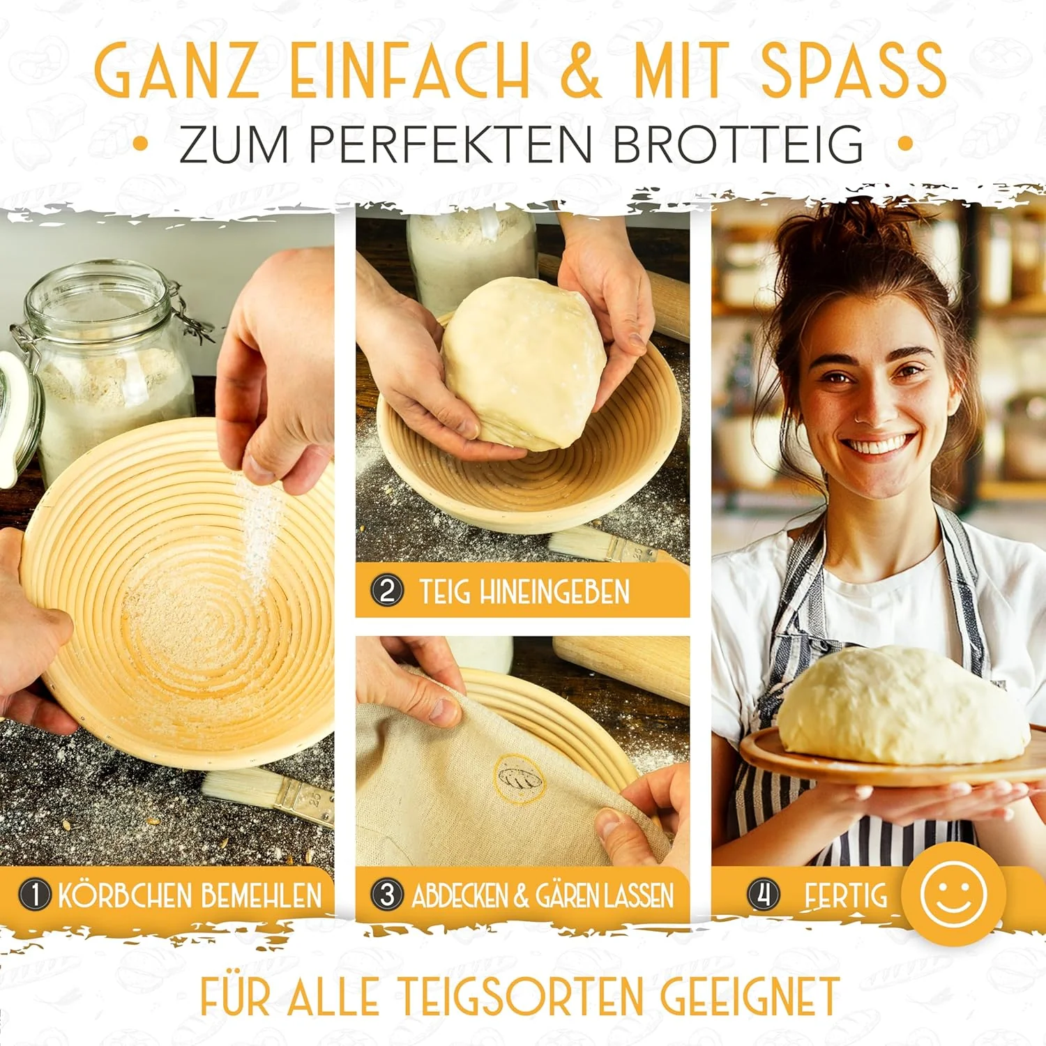 22cm Gärkorb rund inkl. Gärtuch - Image 3