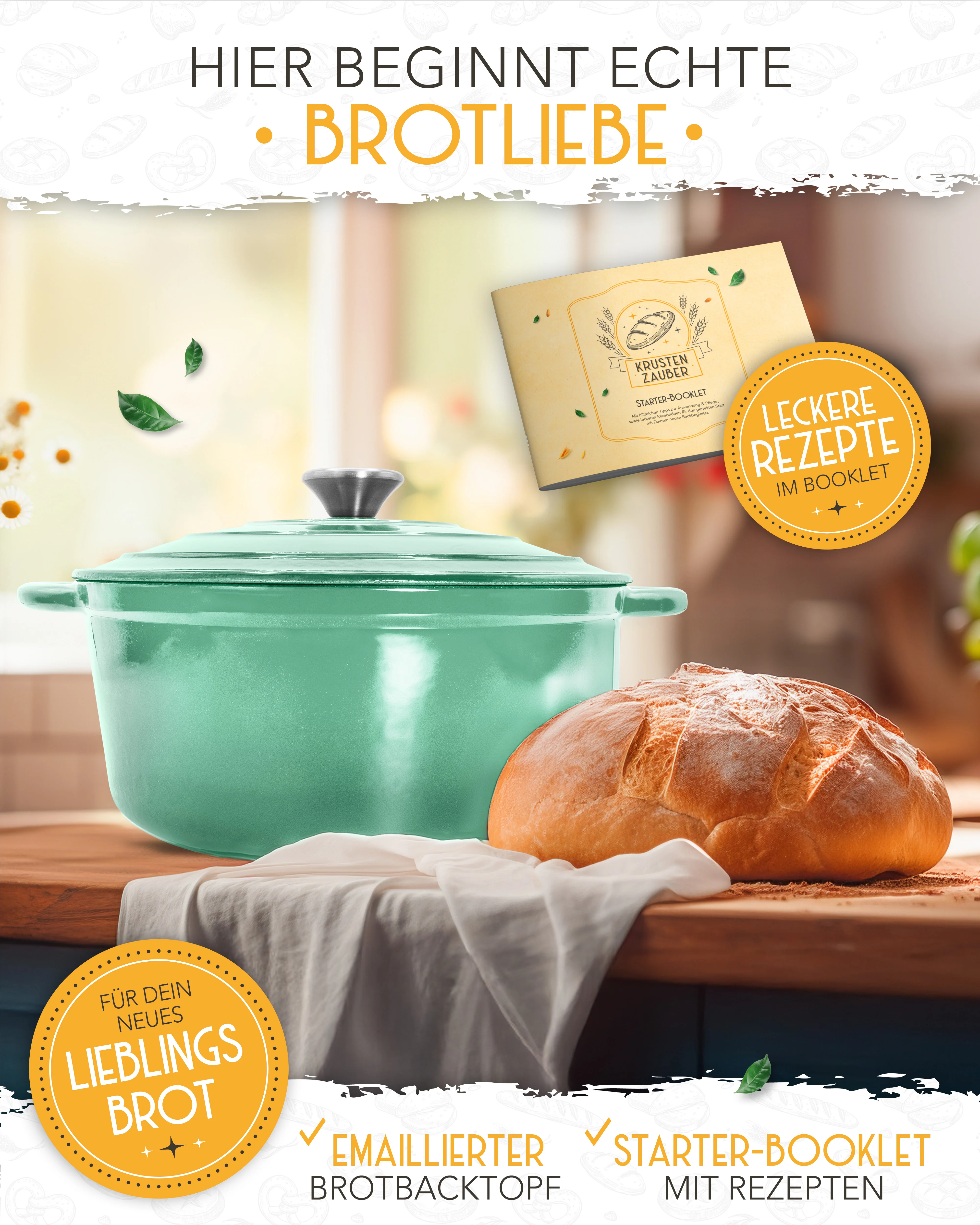 26cm Emaille Gusseisentopf in Mintgrün - Einzeln - Image 3