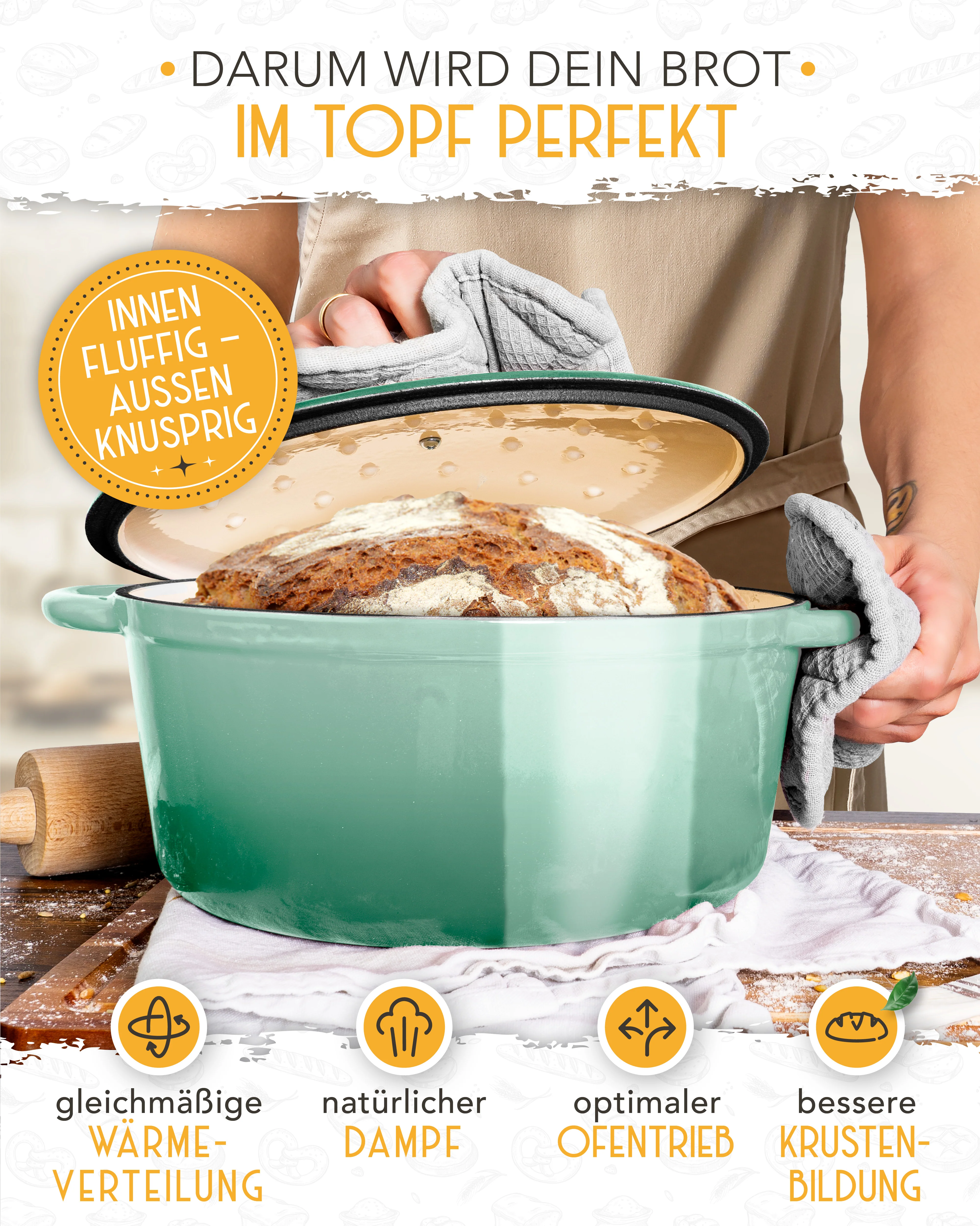 26cm Emaille Gusseisentopf in Mintgrün - Einzeln - Image 5