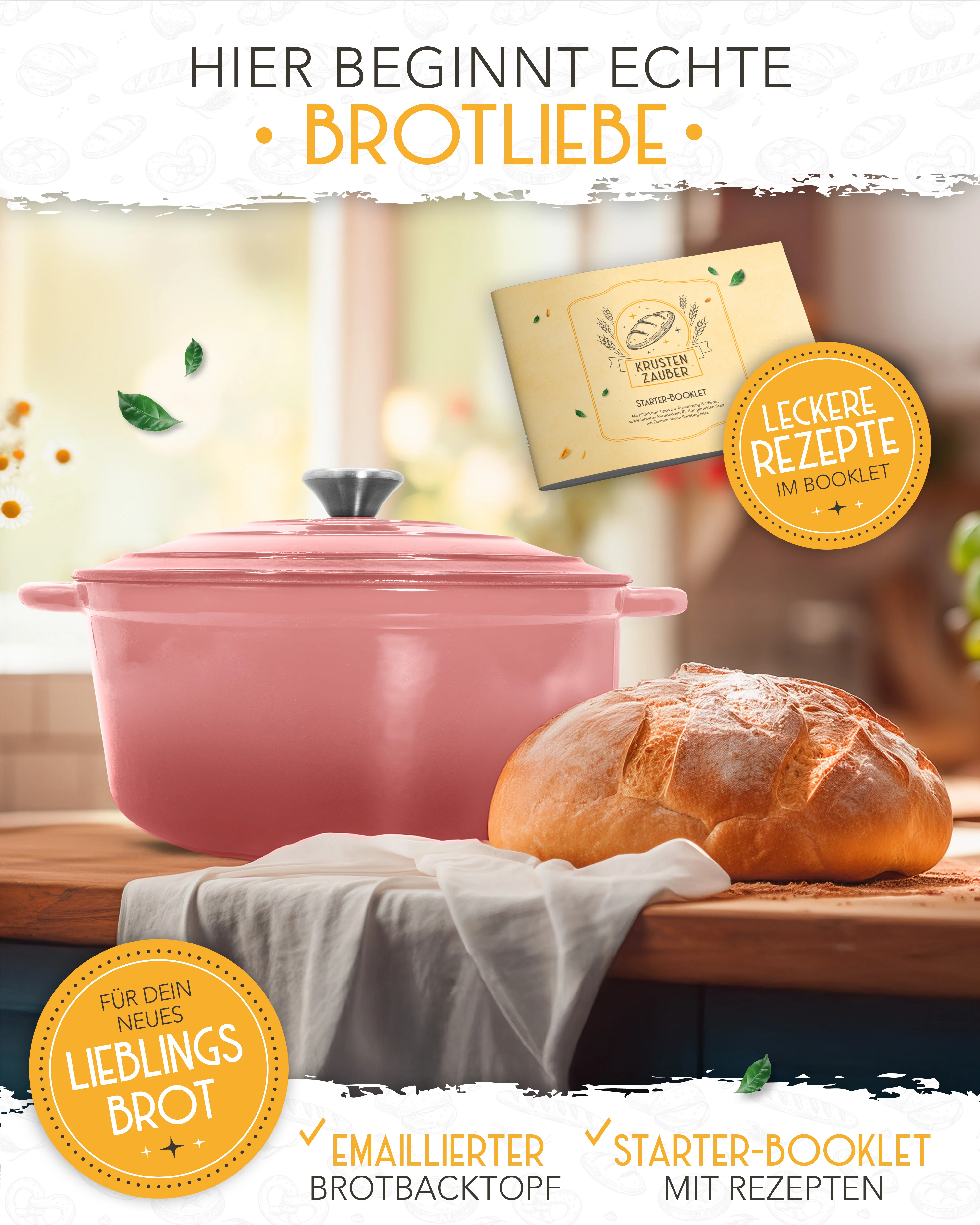 26cm Emaille Gusseisentopf in Rosa - Einzeln - Image 3