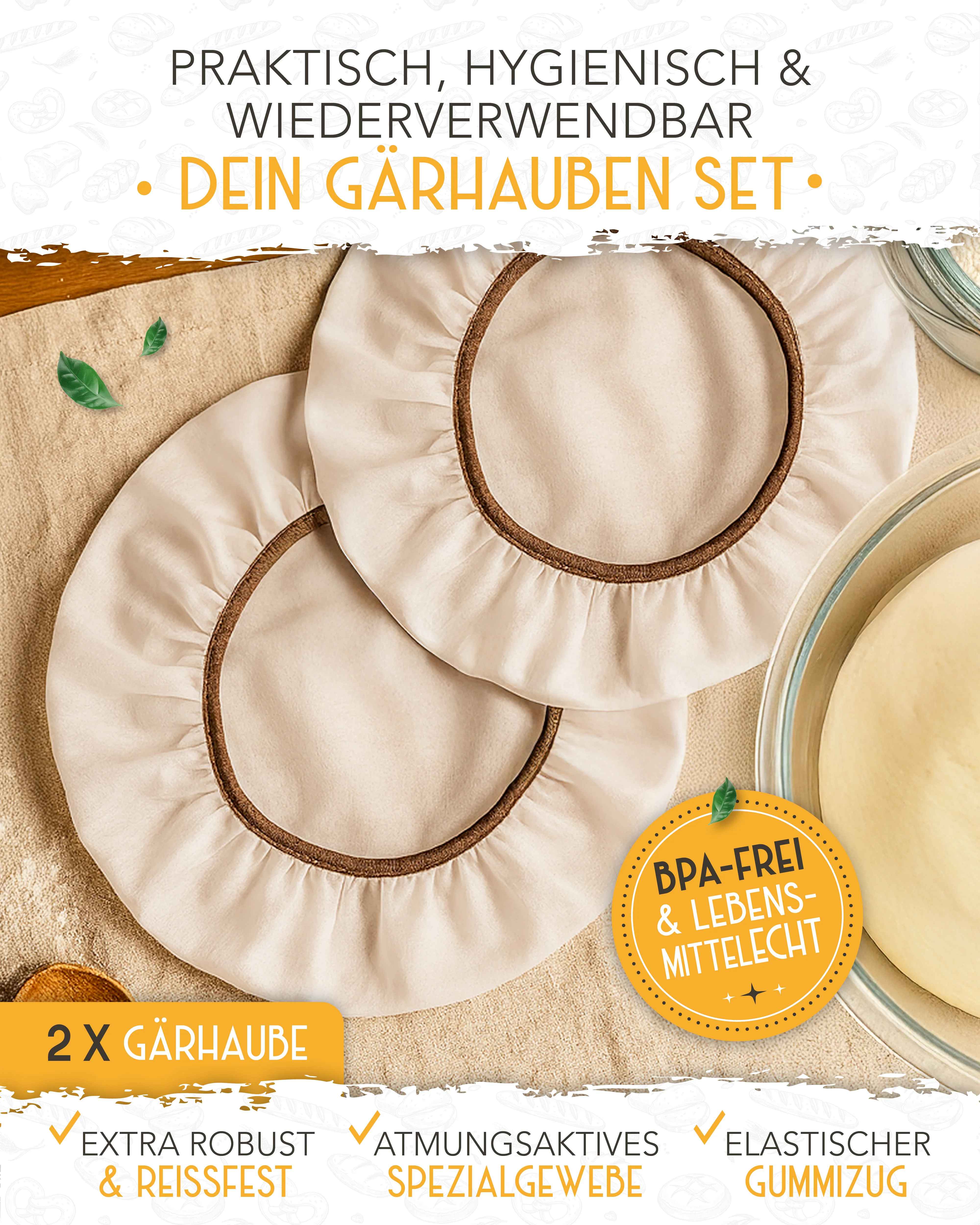 2er Set Abdeckhaube für Gärkörbe - Image 3