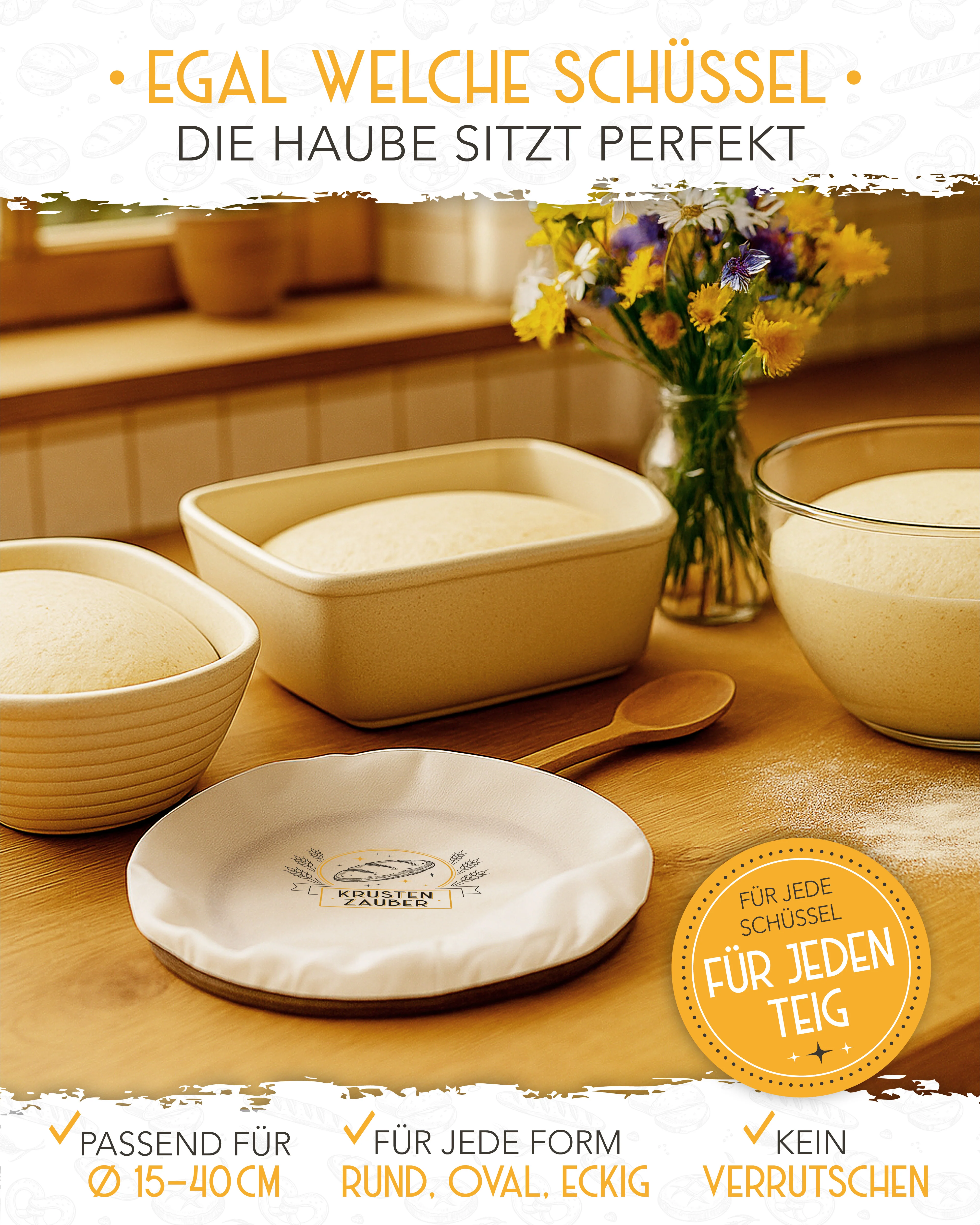 2er Set Abdeckhaube für Gärkörbe - Image 5