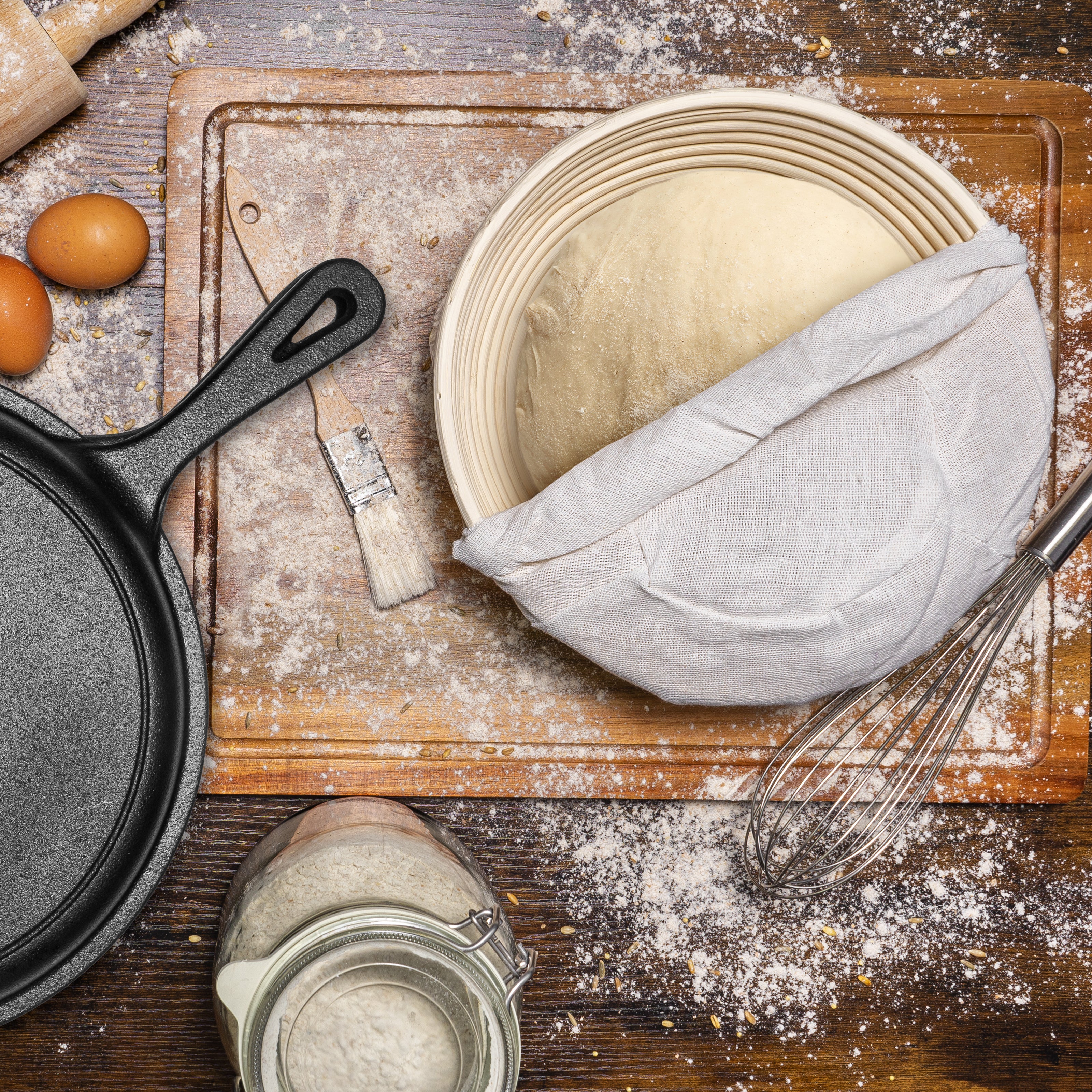 2-in-1 Gusseisen Brotbacktopf 3,0l mit Deckel und Gärkorb - Image 15