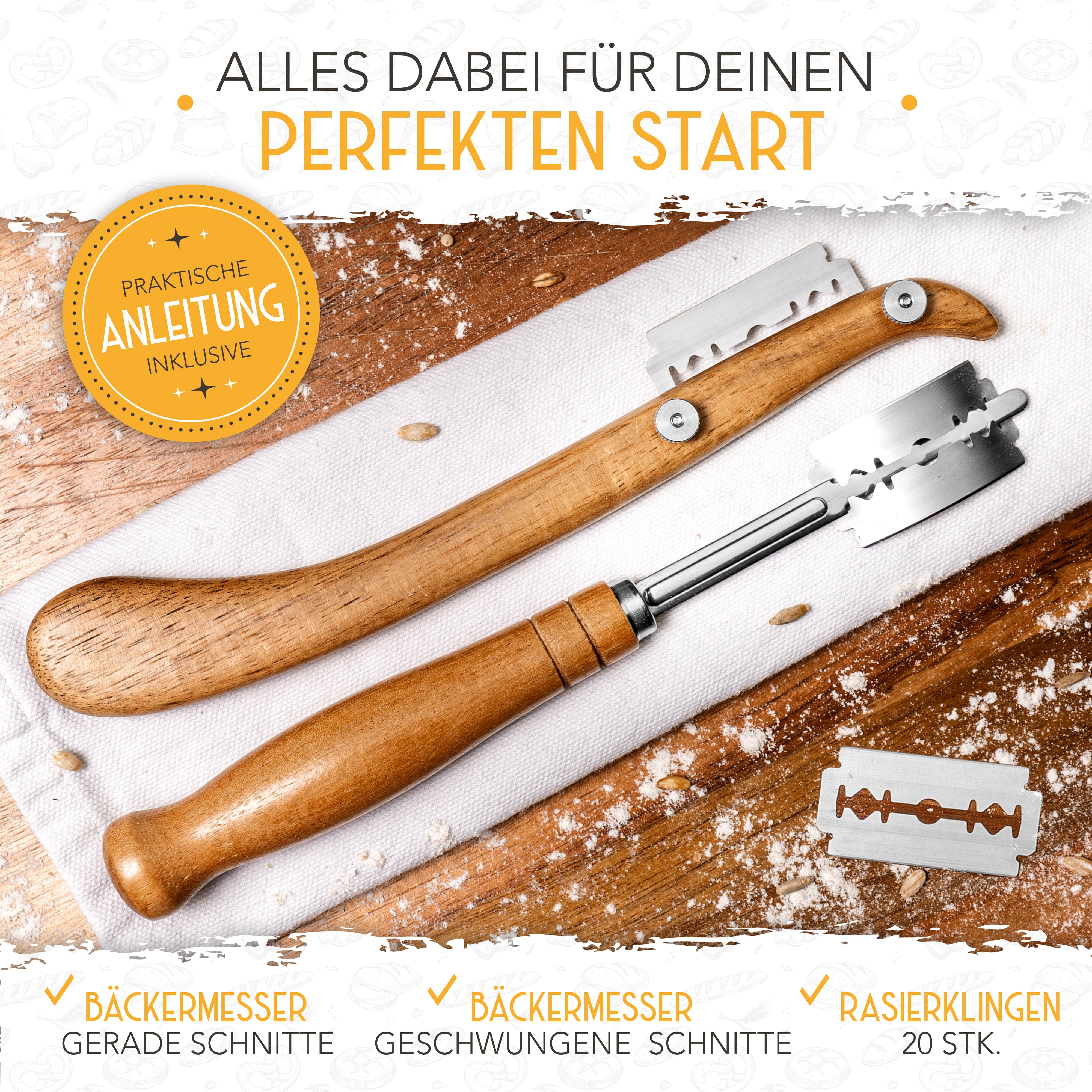 Gärkorb-Set + 2x Bäckermesser - Image 5