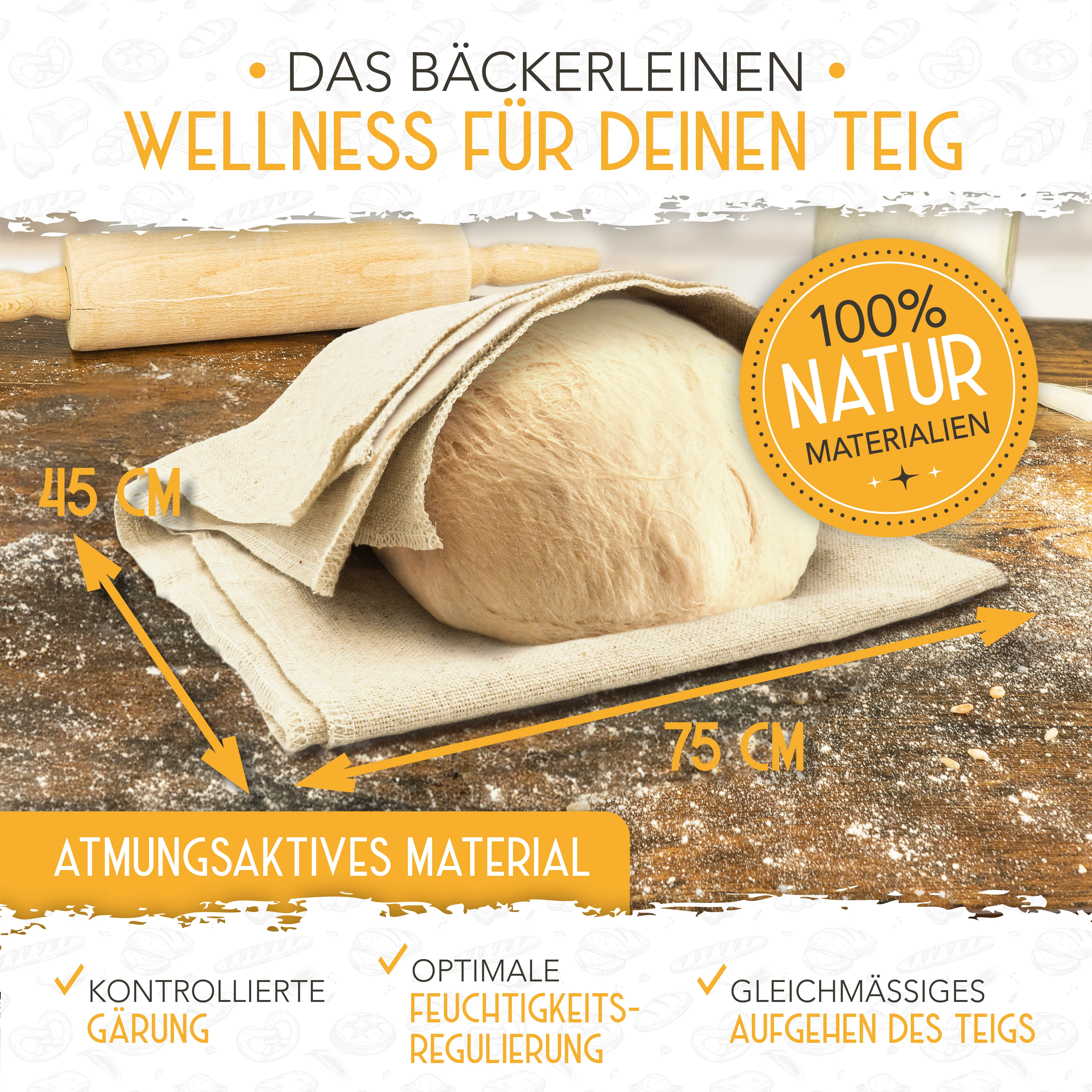 Baguette Backform (3 Mulden) + Bäckermesser + Bäckerleinen - Image 4