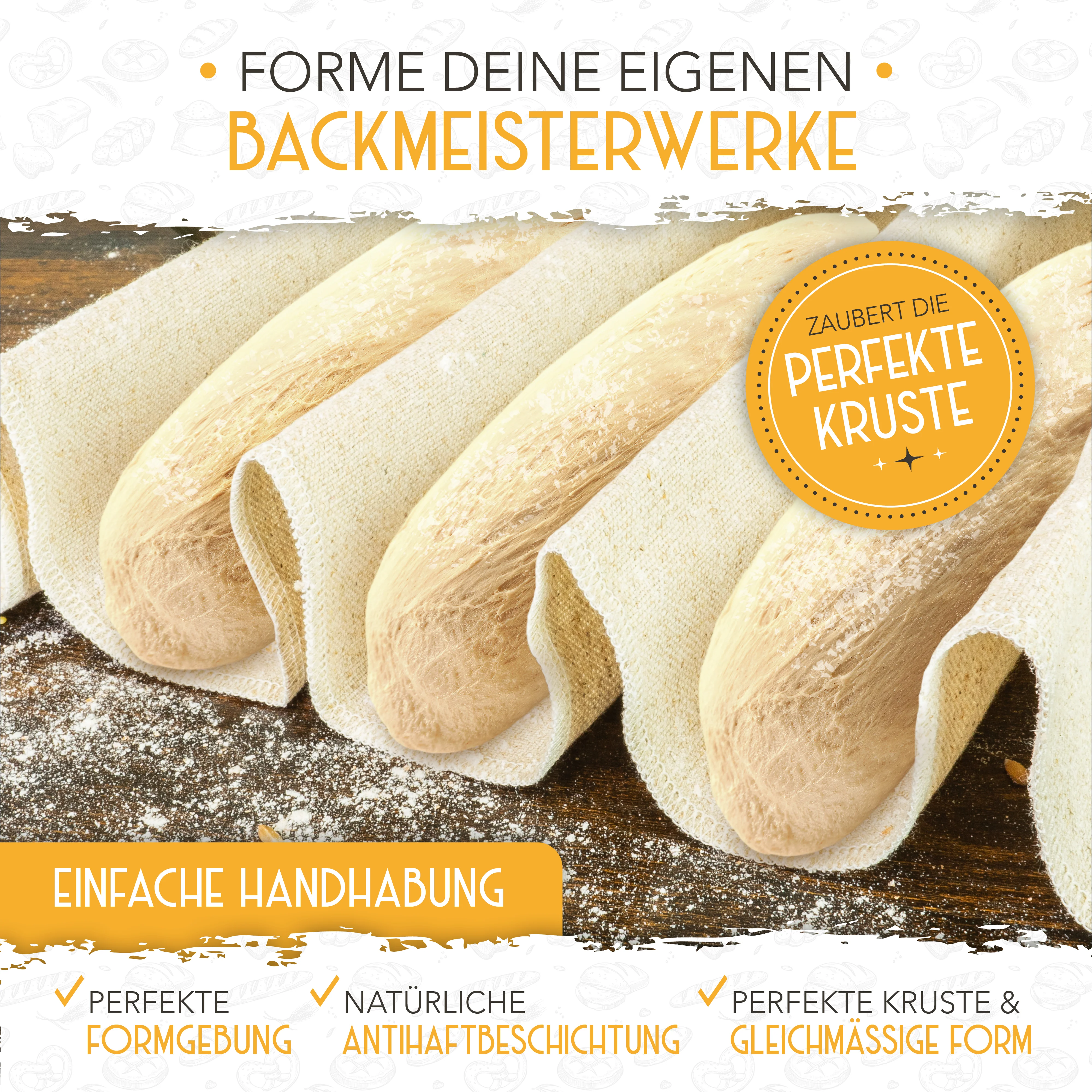 Baguette Backform (4 Mulden) + Bäckermesser + Bäckerleinen - Image 5