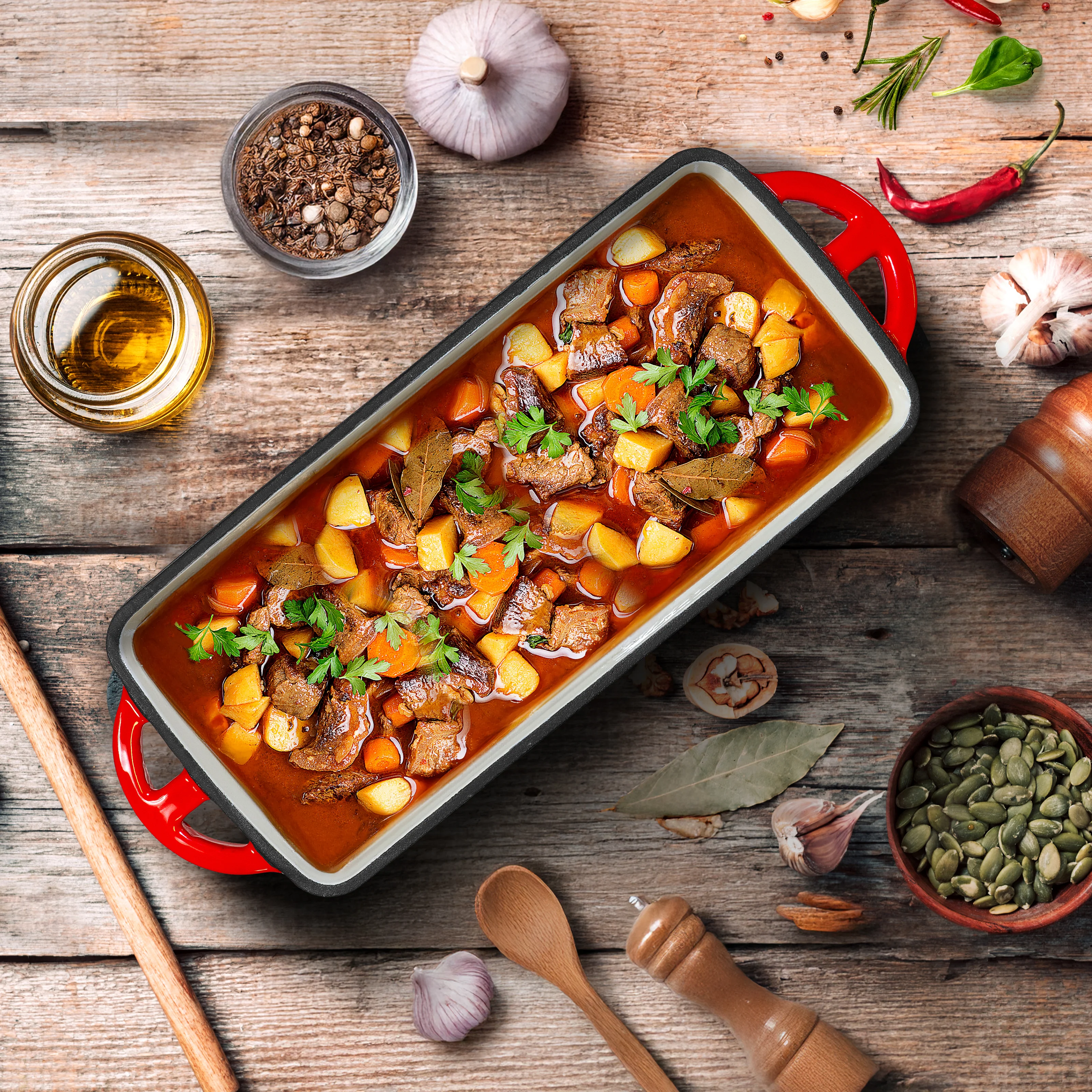 Emaille Brotbackform 28cm mit Deckel und Gärkorb - Image 15