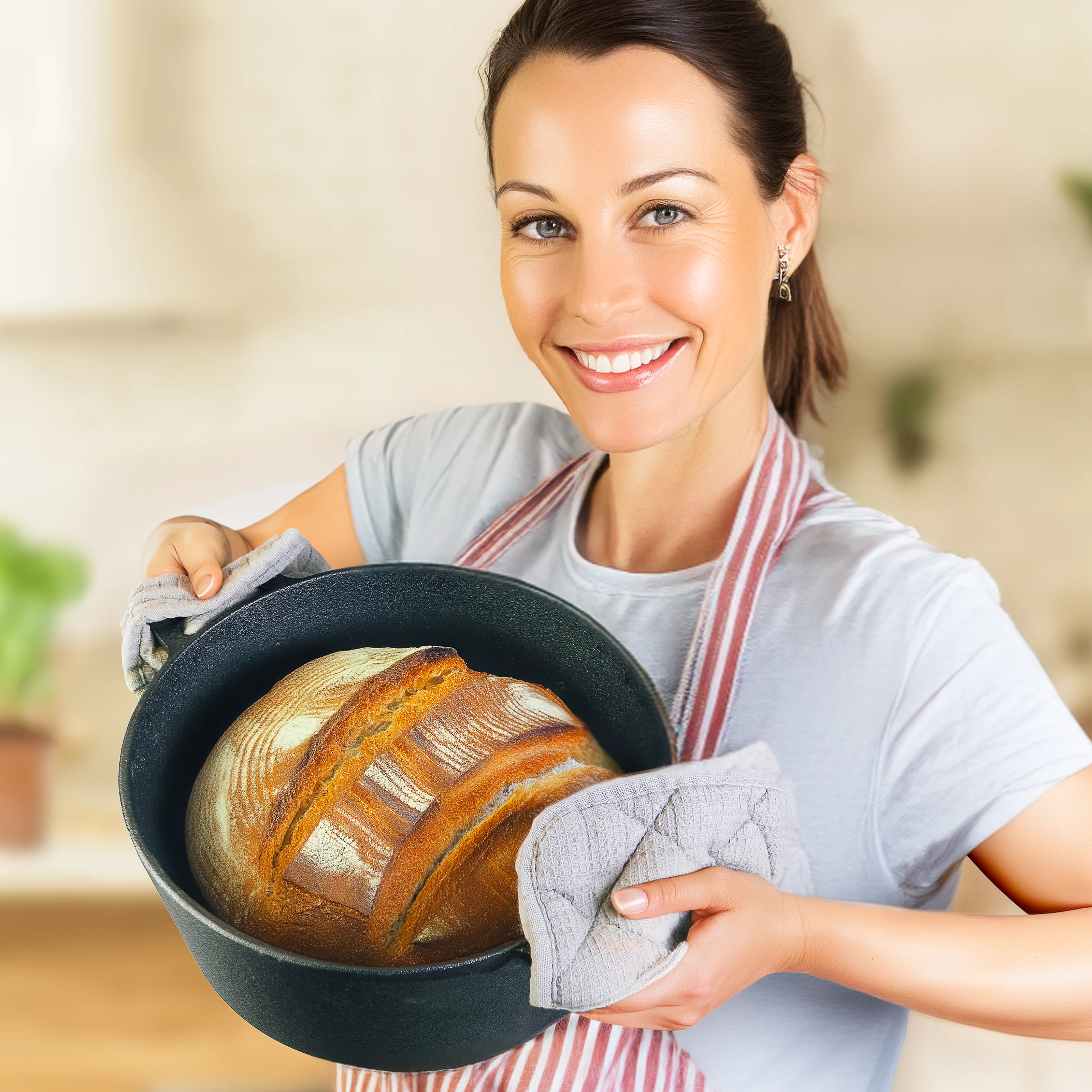 2-in-1 Gusseisen Brotbacktopf 4,7l mit Deckel und Gärkorb - Image 15