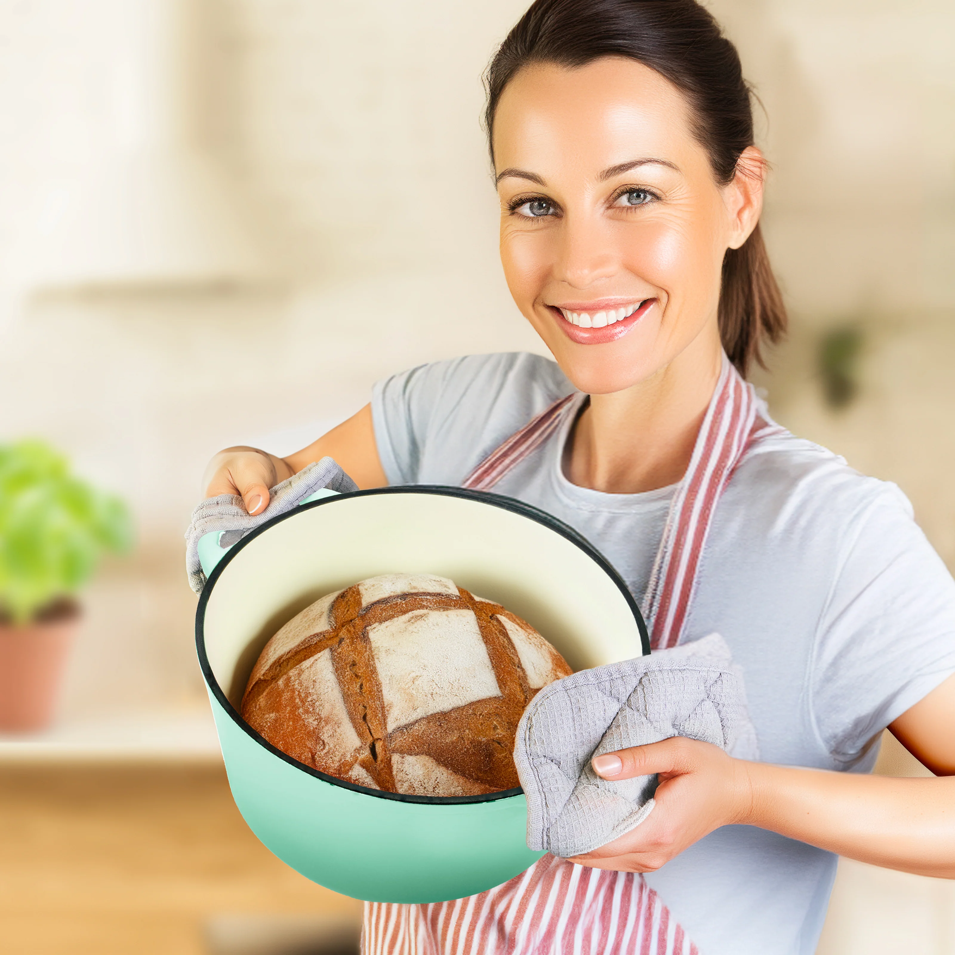 Gusseisen Emaille Brotbacktopf 4,7l mit Gärkorb - Image 24