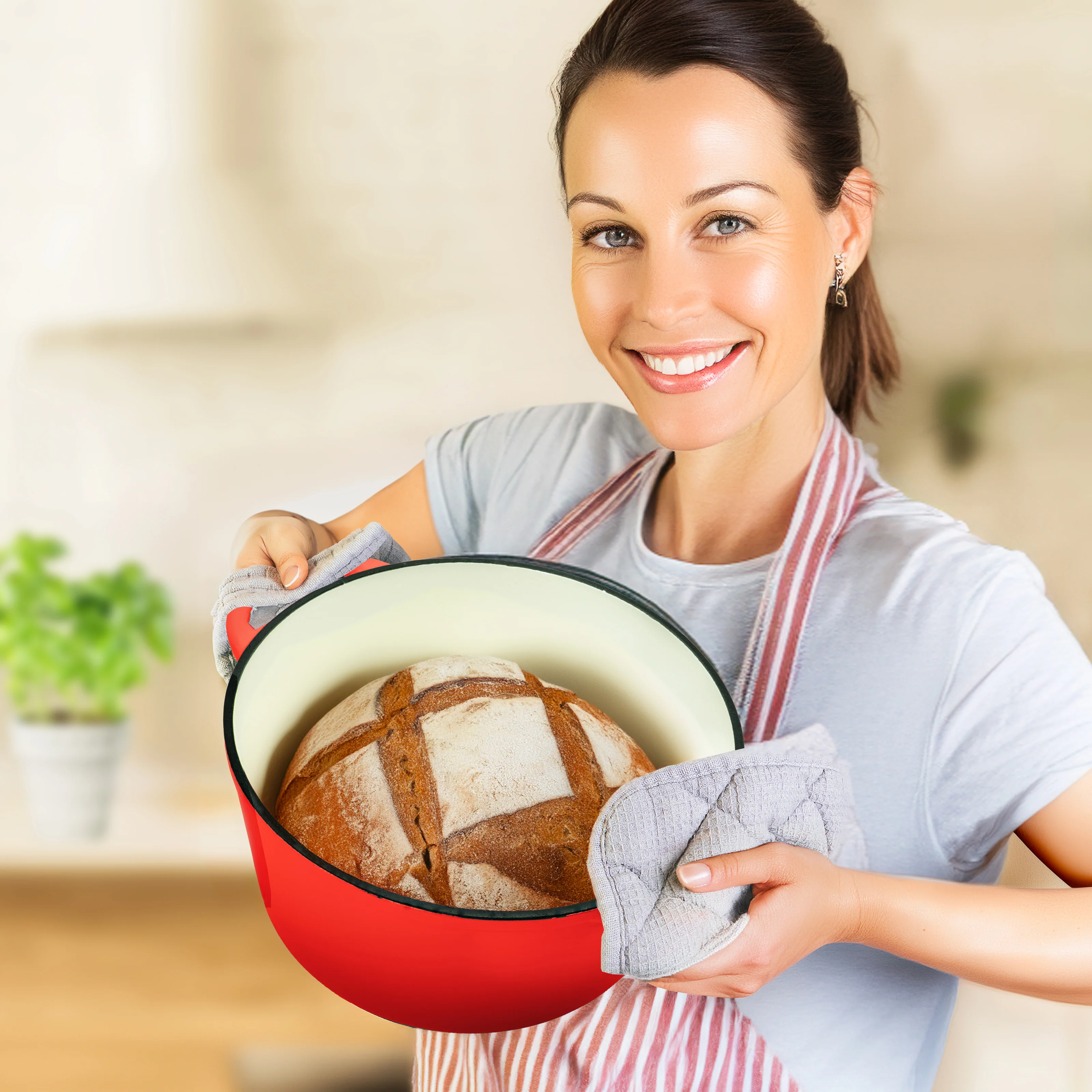 Gusseisen Emaille Brotbacktopf 4,7l mit Gärkorb - Image 8