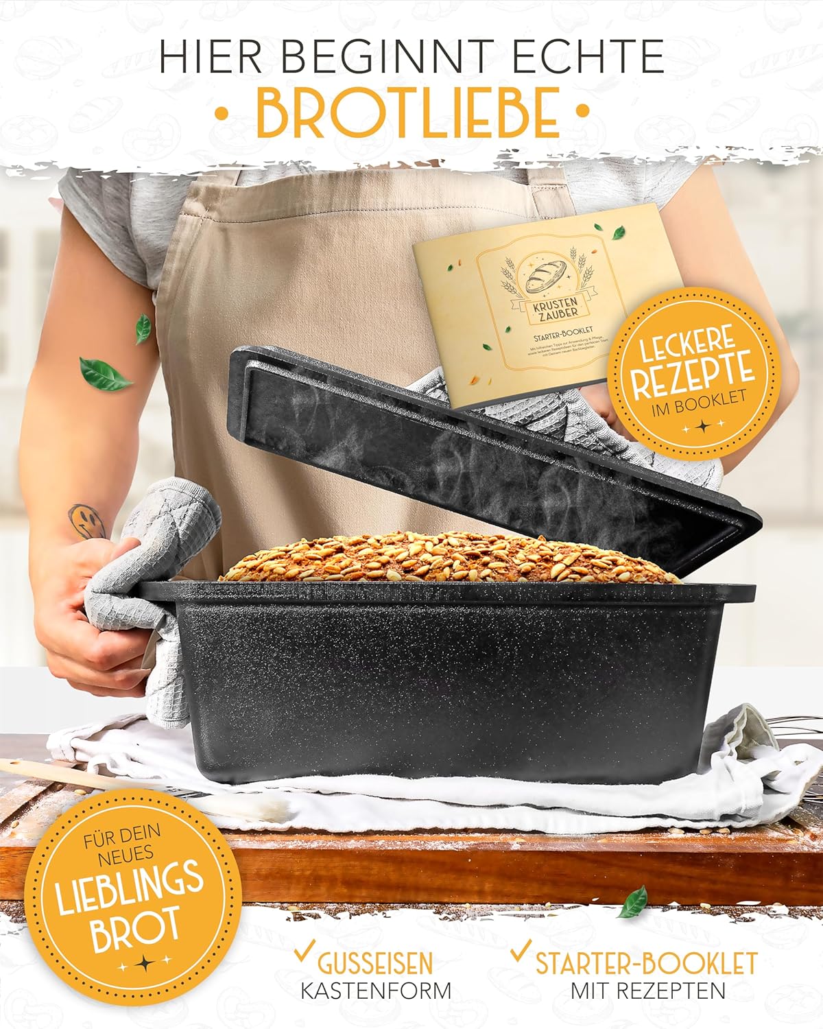 Rechteckige 28cm Backform aus Gusseisen mit Deckel - Einzeln - Image 3