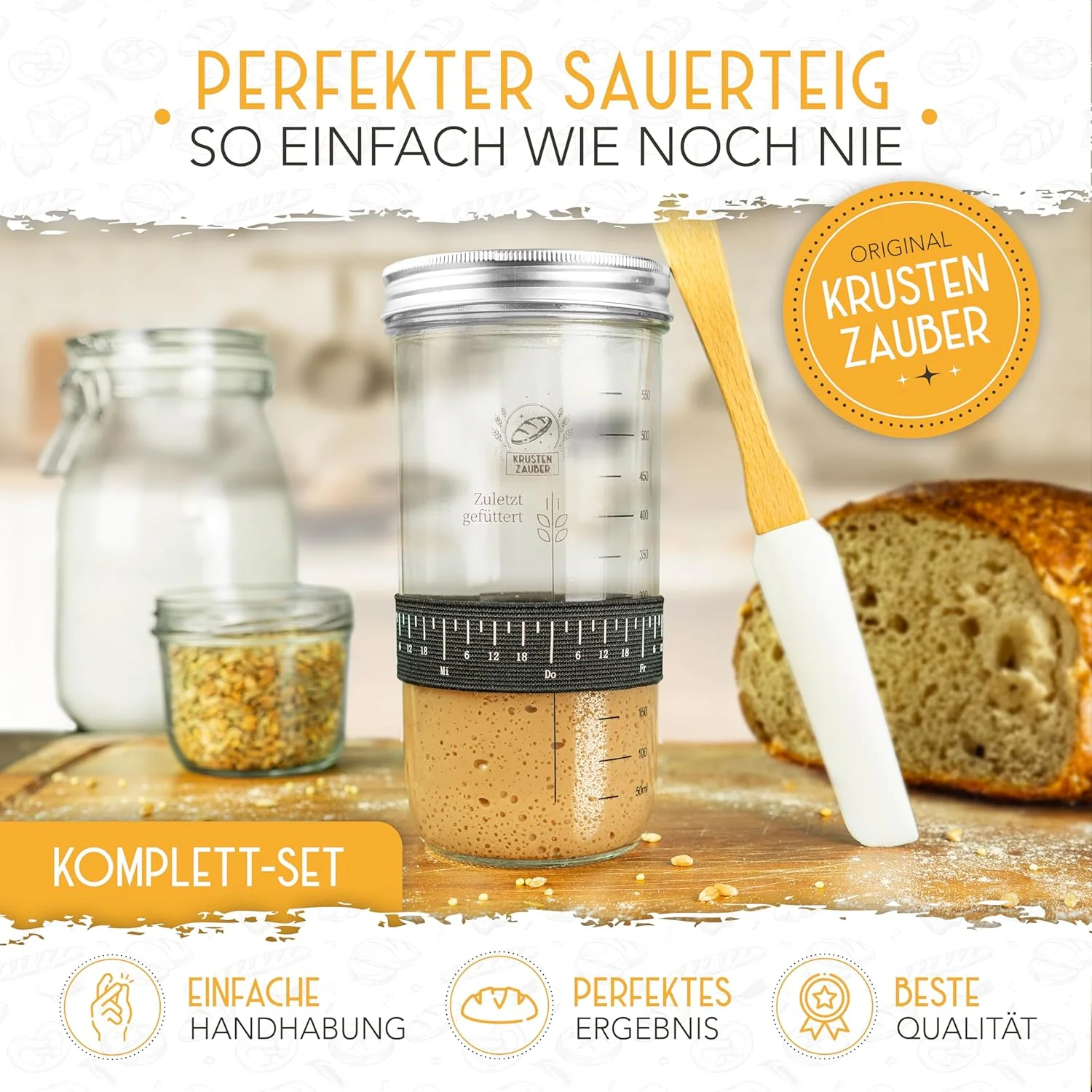 600ml Starter Set - Gärglas mit Spatel und Thermometer - Image 4