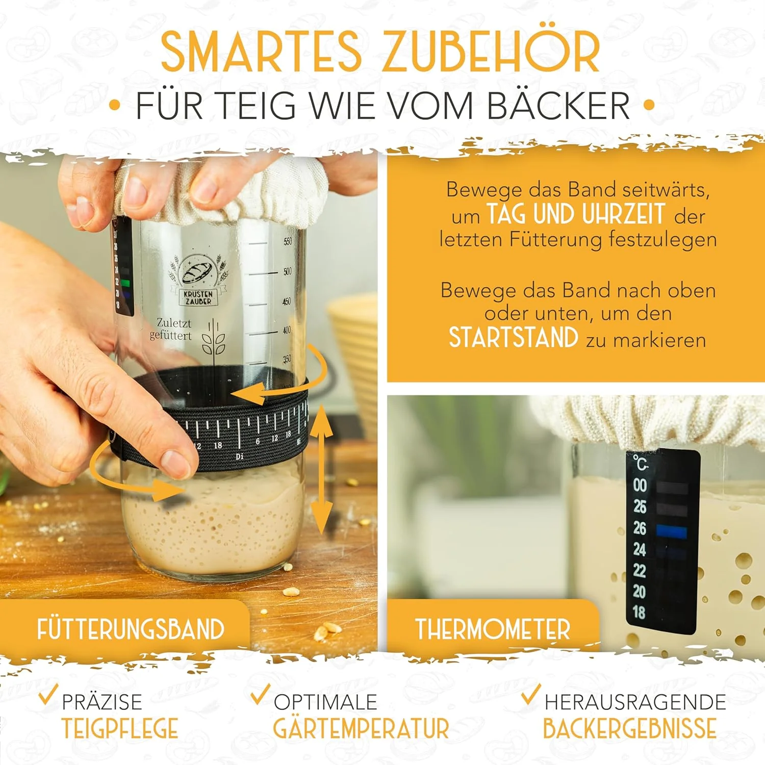 600ml Starter Set - Gärglas mit Spatel und Thermometer - Image 6