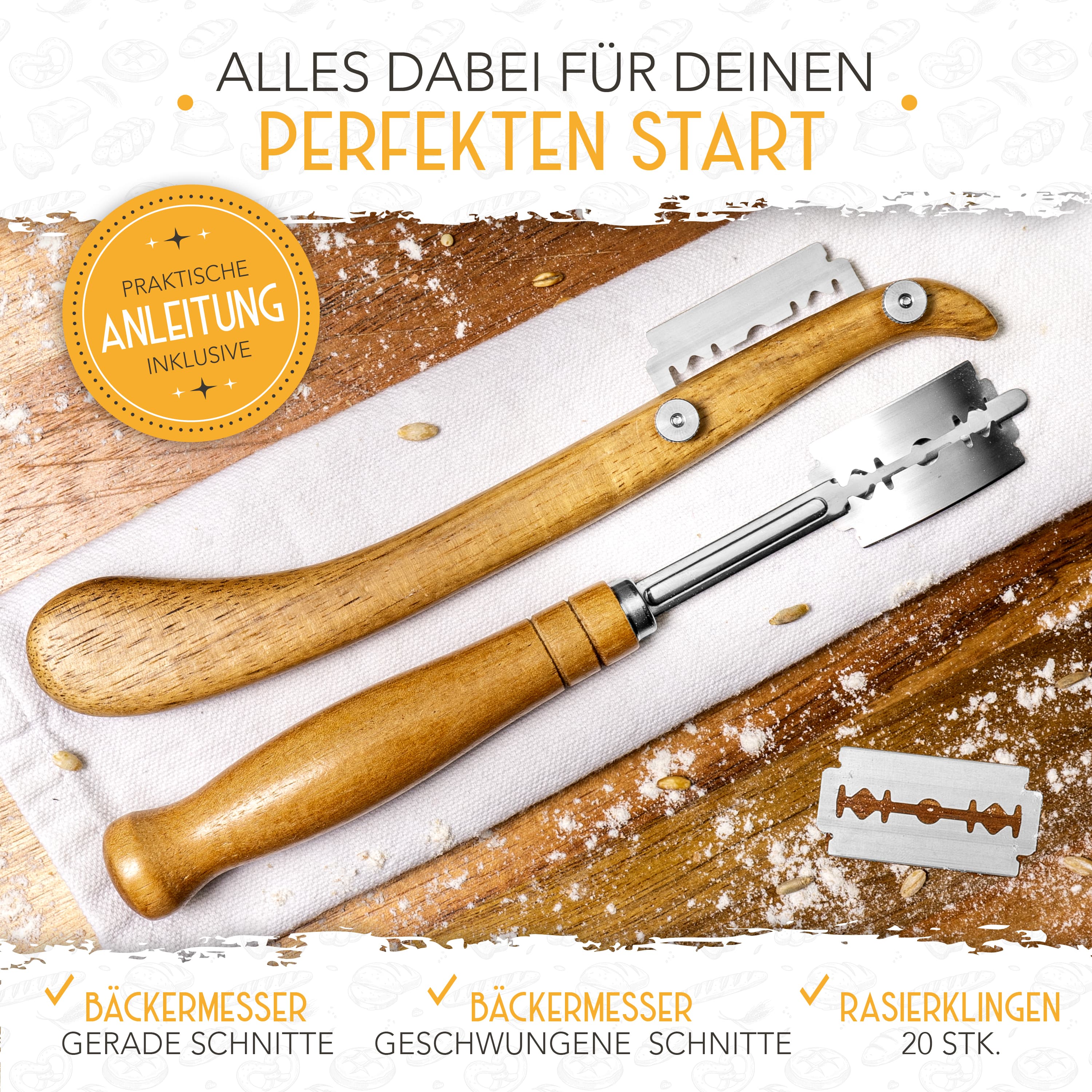 Bäckermesser 2er Set inkl. Rasierklingen - Image 3