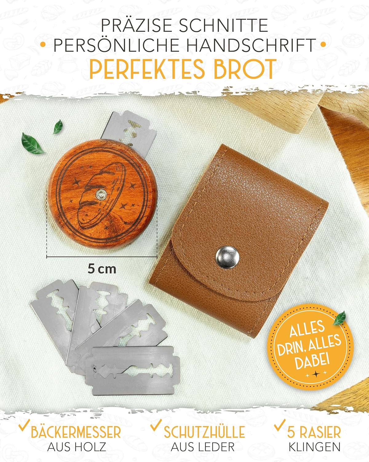 Teigmesser mit rundem Holzgriff - Image 3