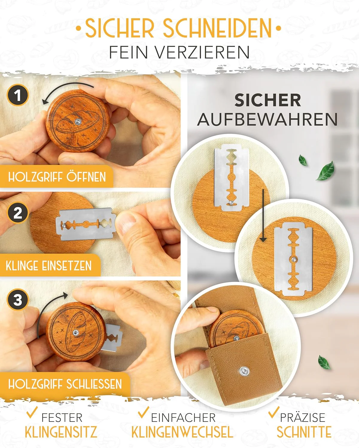 Teigmesser mit rundem Holzgriff - Image 5