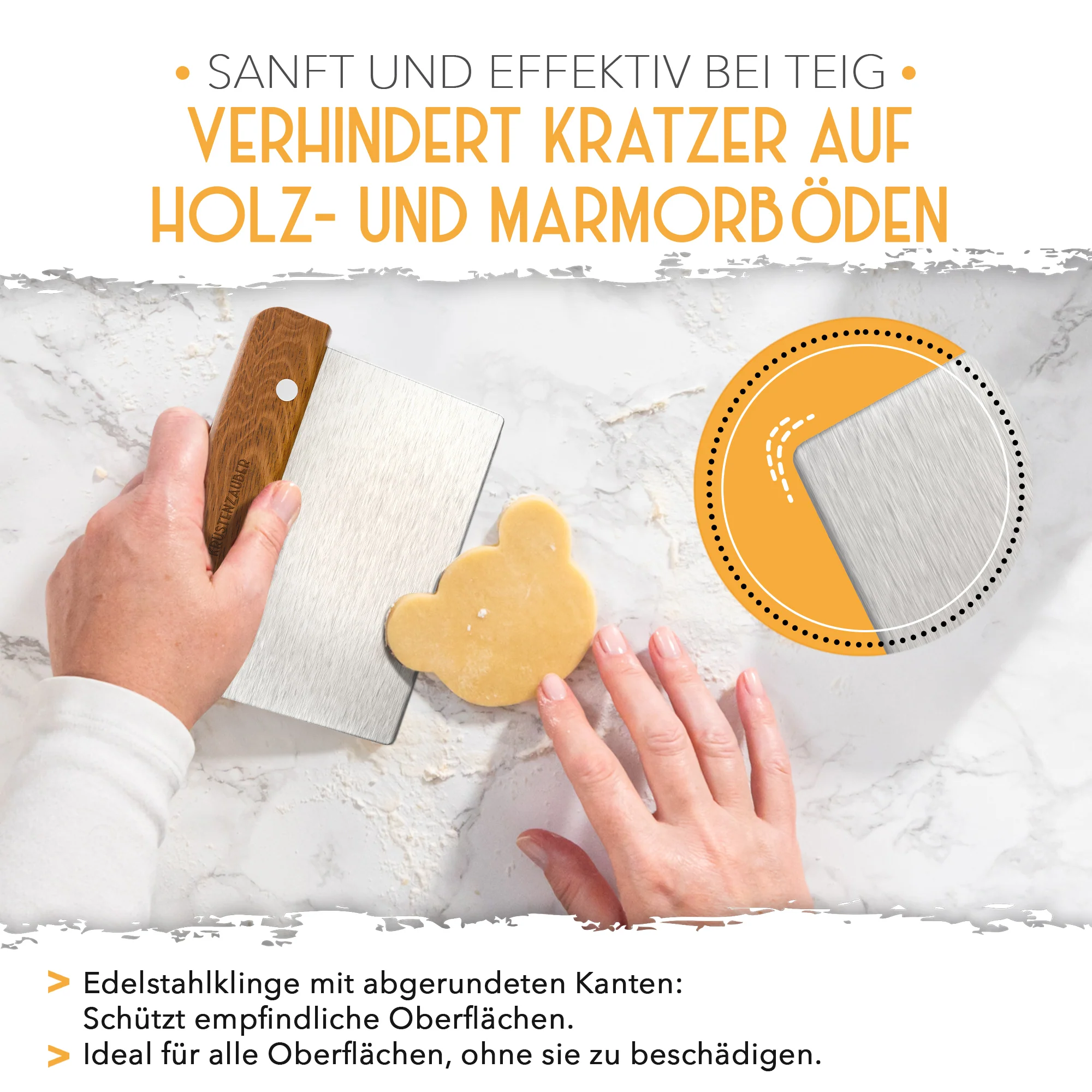 Teigschneider aus Edelstahl 18 cm mit Holzgriff - Image 3