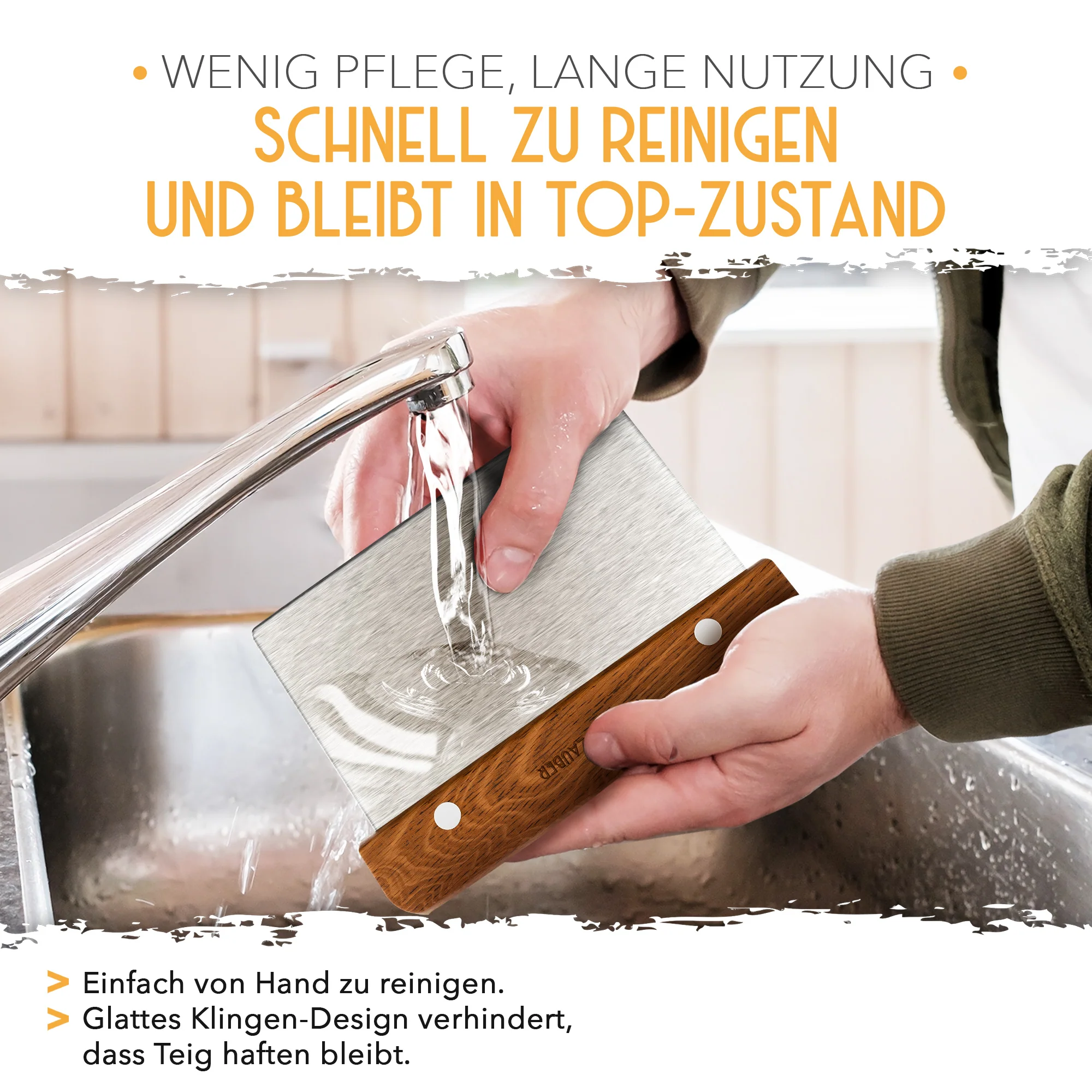 Teigschneider aus Edelstahl 18 cm mit Holzgriff - Image 5