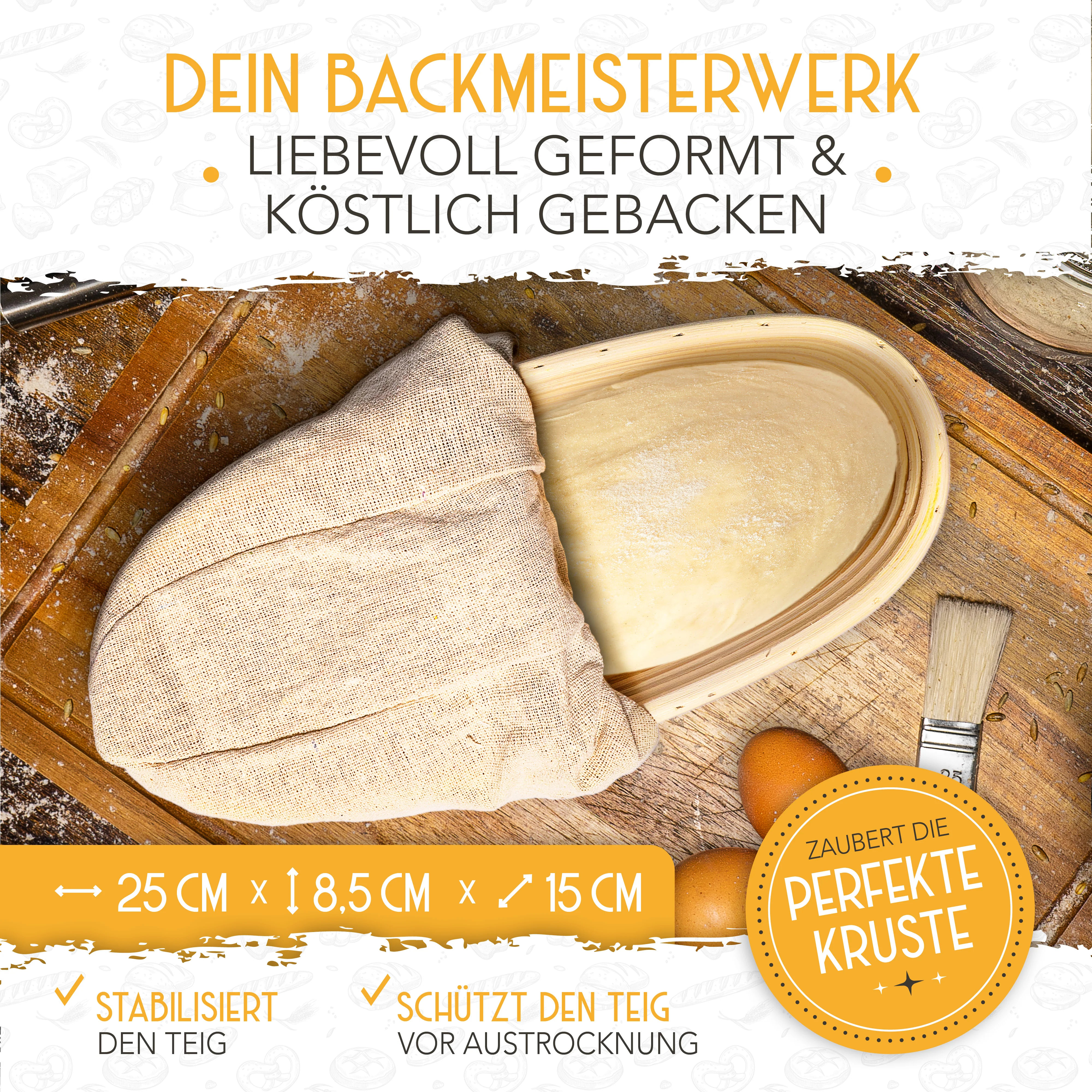 Vorteilspack - 2x Gärkörbchen, 600ml Sauerteig Starter Set, Bäckermesser, Spatel - Image 6